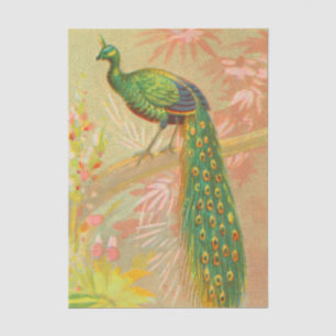 Papel De Seda Pintura de pavo real y flores