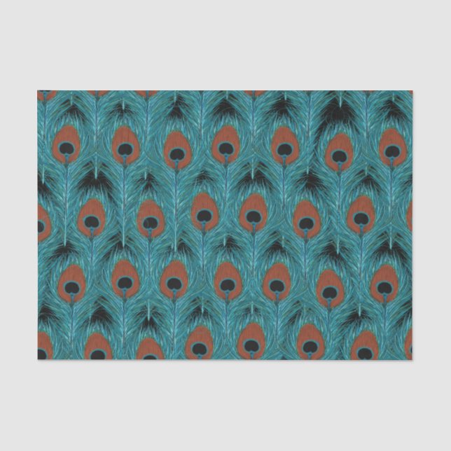Papel De Seda Pintura de Peacock Feather Art Peacocks (Anverso)