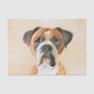 Papel De Seda Pintura De Perro Boxer Sin Recortar Arte Animal Or