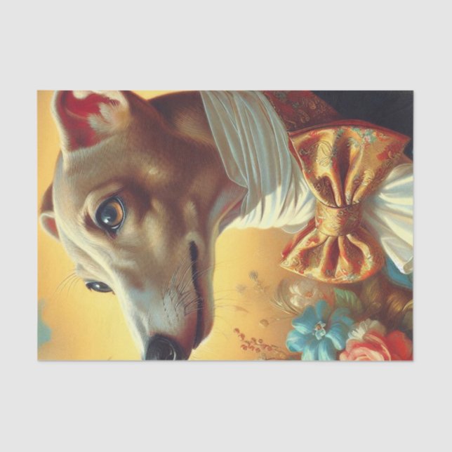 Papel De Seda Pintura de perro de Greyhound de Italia (Anverso)