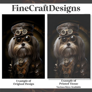 Papel De Seda Pintura de perro Shih Tzu Steampunk lindo decoupag