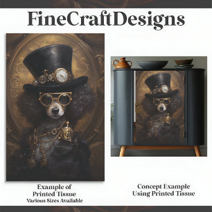 Papel De Seda Pintura de perro Steampunk lindo con sombrero D3L 