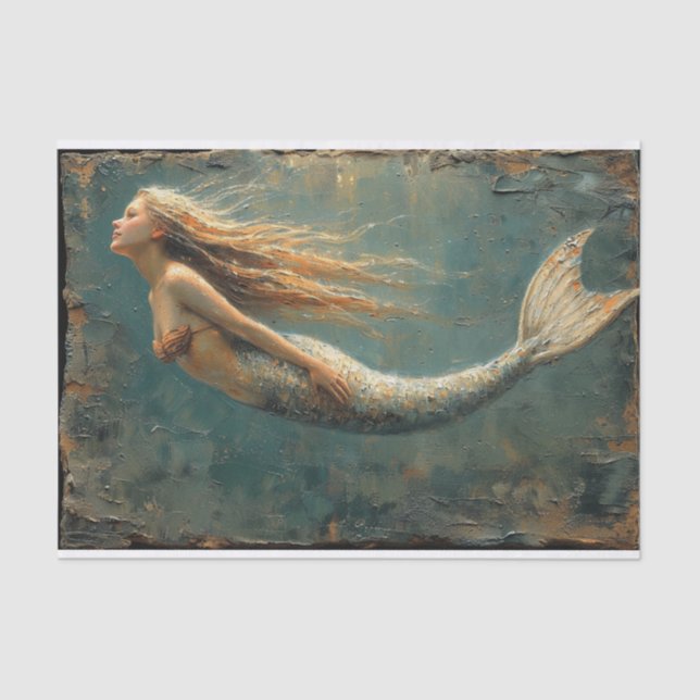 Papel De Seda Pintura de petróleo de una sirena (Anverso)