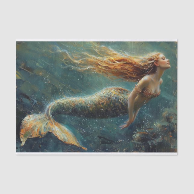 Papel De Seda Pintura de petróleo de una sirena (Anverso)