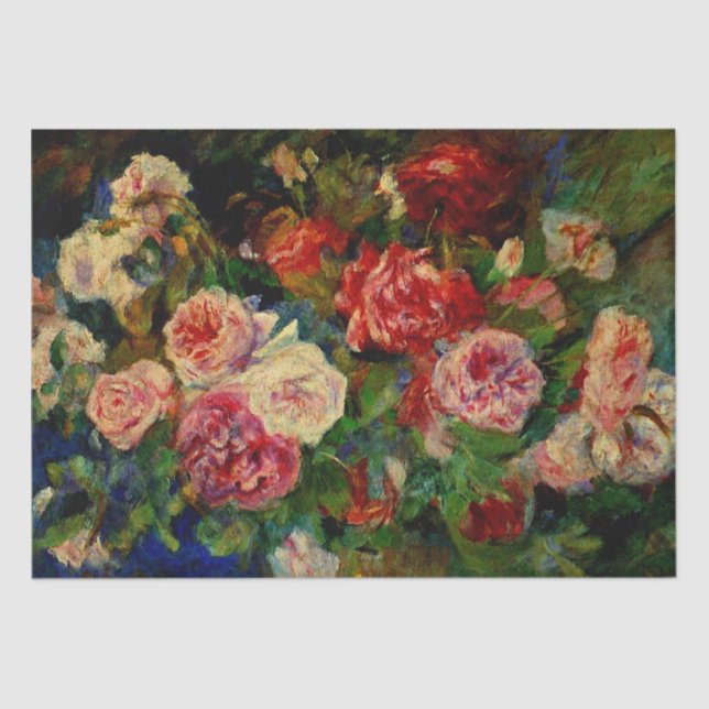 Papel De Seda Pintura de Pierre Renoir, Rosas, (Anverso)