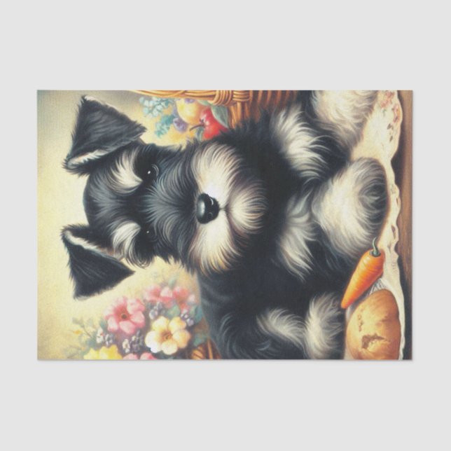 Papel De Seda Pintura de Schnauzer de época (Anverso)