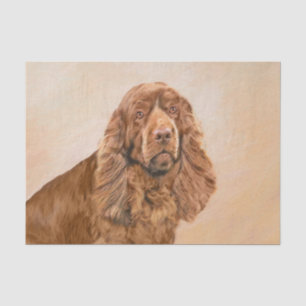 Papel De Seda Pintura de Sussex Spaniel - Arte Perro Original Cu