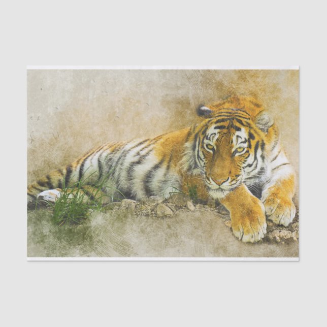 Papel De Seda Pintura de tigre (Anverso)