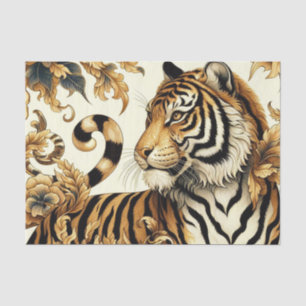 Papel De Seda Pintura de tigre dorado vintage