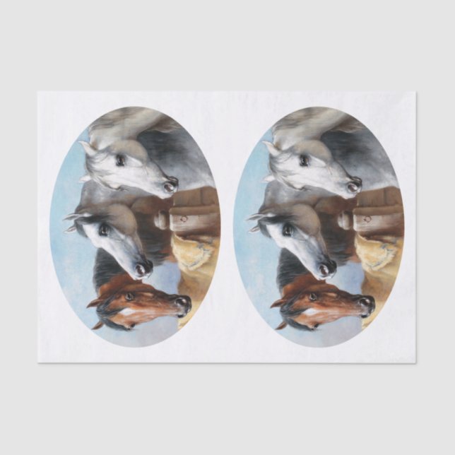 Papel De Seda Pintura de tres caballos victorianos genuinos (no  (Anverso)