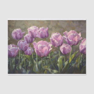 Papel De Seda Pintura de Tulipanes Morados Decoupage Botánico