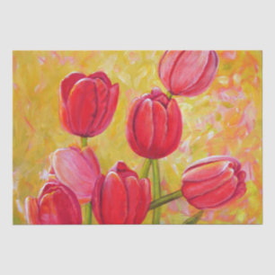 Papel De Seda Pintura de tulipanes rosados y rojos