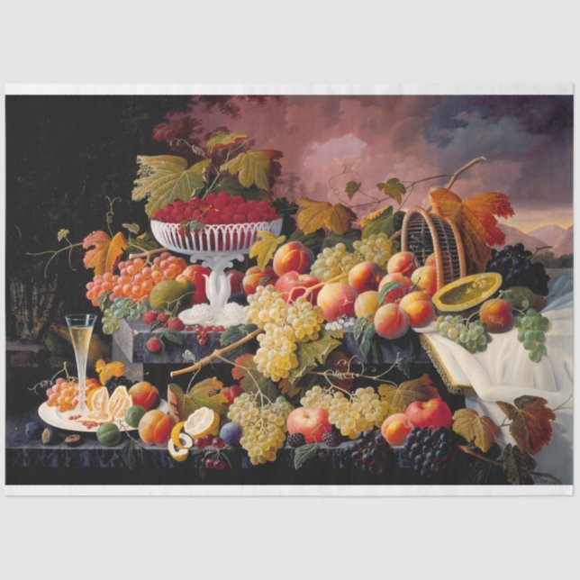 Papel De Seda Pintura de vida de frutas de época (Anverso)