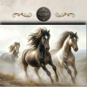 Papel De Seda Pintura Decoupage de Caballos Salvajes Soñadores