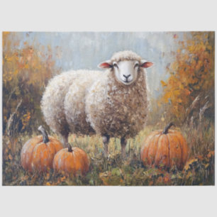 Papel De Seda Pintura Decoupage de Ovejas y Calabazas