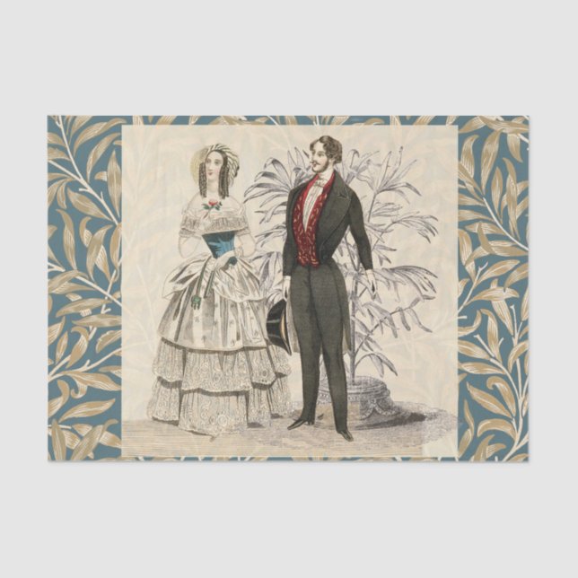 Papel De Seda Pintura del matrimonio Boda victoriano de 1844 (Anverso)