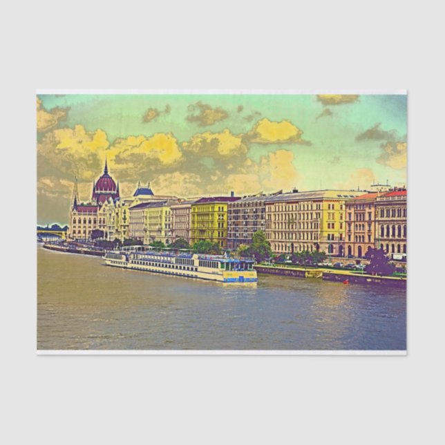 Papel De Seda Pintura del Parlamento húngaro (Anverso)