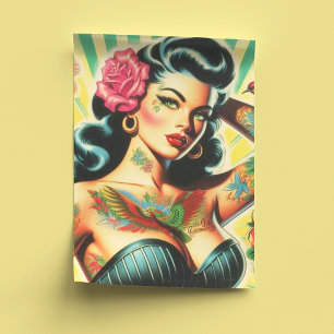 Papel De Seda Pintura del tatuaje de la vieja escuela retro