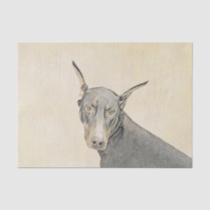 Papel De Seda Pintura Doberman Pinscher - Original Dog Art