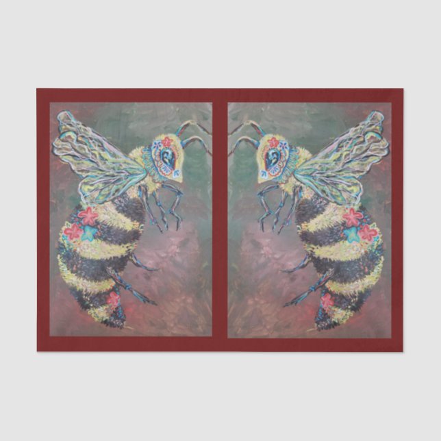 Papel De Seda pintura feliz de abejas (Anverso)