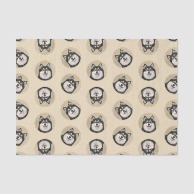 Papel De Seda Pintura finlandesa de Lapphund en negro y arte de  (Anverso)