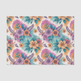 Papel De Seda Pintura floral de acuarela de flor de hibisco con