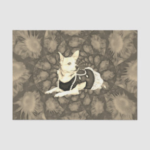 Papel De Seda Pintura floral de Chihuahua: Arte de perro descong