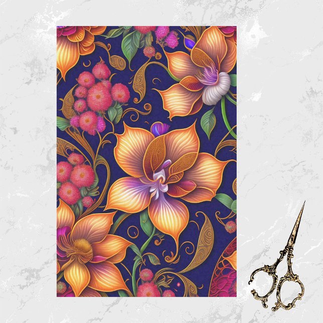 Papel De Seda Pintura floral rosa Naranja botánico (Subido por el creador)