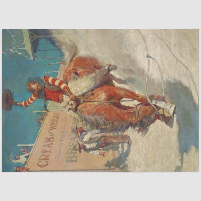 Papel De Seda Pintura histórica de NC Wyeth "El Rodeo" (Anverso)