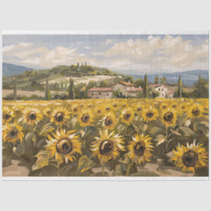 Papel De Seda Pintura Impresionista de Campo de Girasoles Decoup