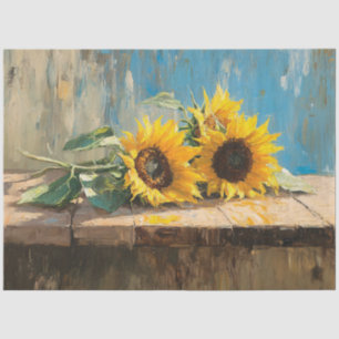 Papel De Seda Pintura Impresionista de Girasoles Decoupage