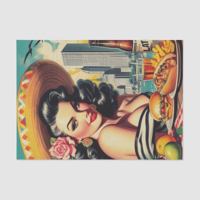 Papel De Seda Pintura latina vintage (Anverso)