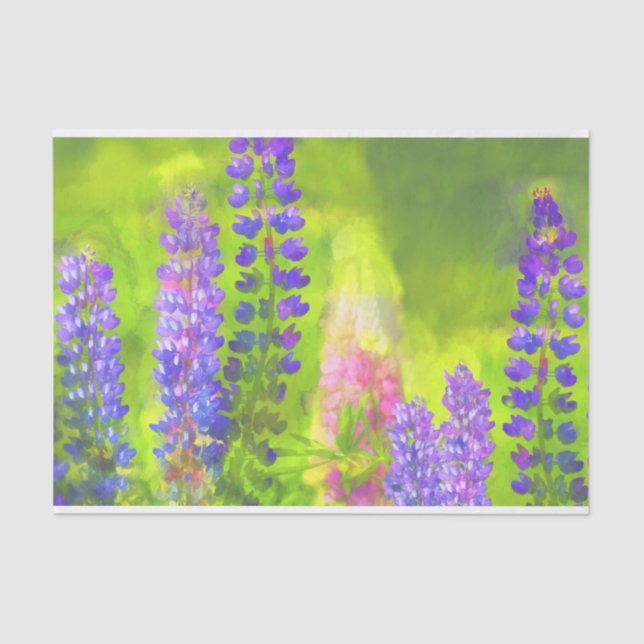 Papel De Seda Pintura Lupine Arte Original De Flor Silvestre (Anverso)