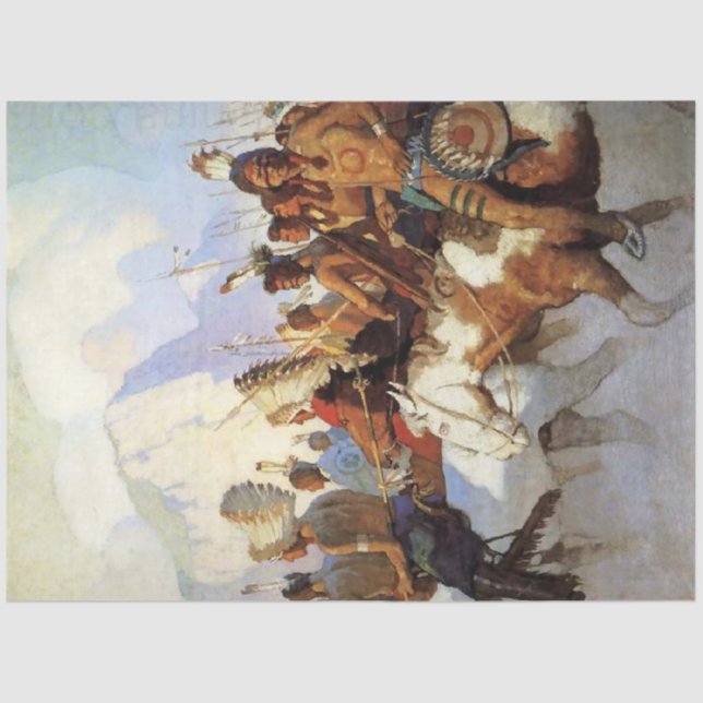 Papel De Seda Pintura occidental de N C Wyeth “La fiesta de guer (Anverso)