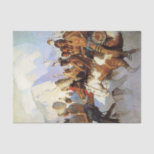 Papel De Seda Pintura occidental de N C Wyeth “La fiesta de guer