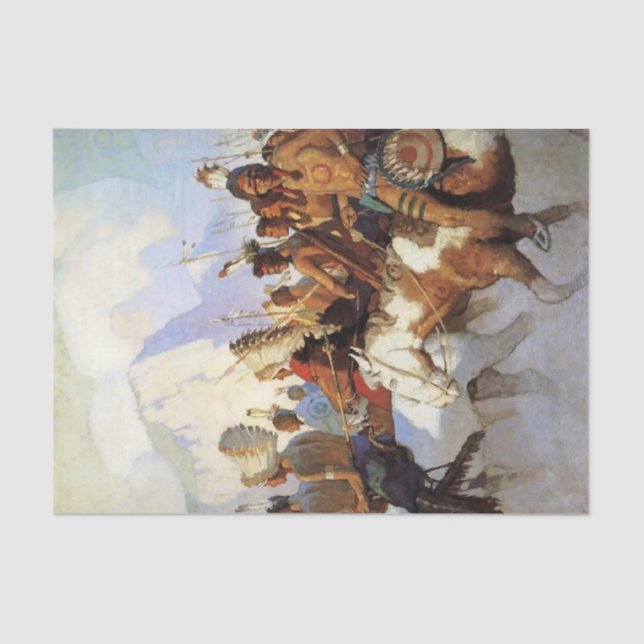 Papel De Seda Pintura occidental de N C Wyeth “La fiesta de guer (Anverso)