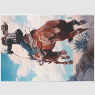 Papel De Seda Pintura occidental de NC Wyeth 'Bucking'