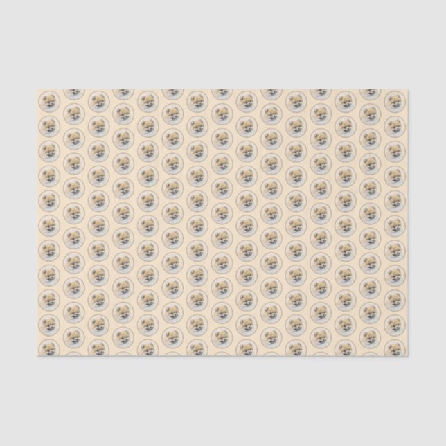 Papel De Seda Pintura Pomerania (Naranja) - Arte Perro Original (Anverso)