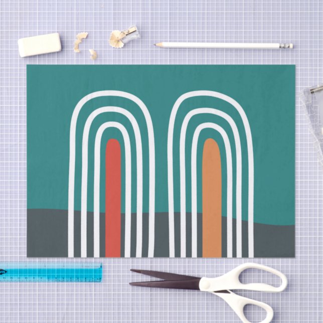 Papel De Seda Pintura retro de arcoiris bohemio (Artesanía)