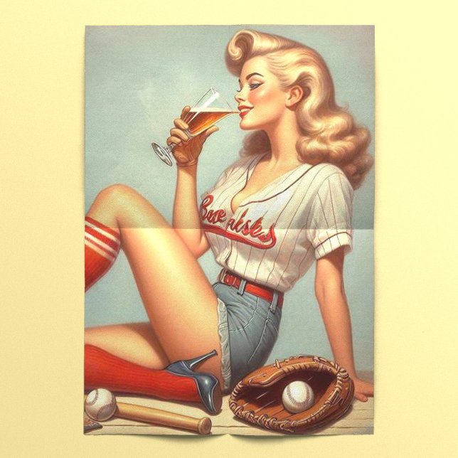 Papel De Seda Pintura retro de Chica de béisbol (Subido por el creador)