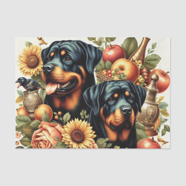 Papel De Seda Pintura Retro Rottweiler (Anverso)