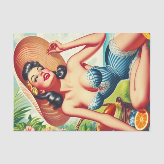 Papel De Seda Pintura Retro Tropical Beach (Anverso)