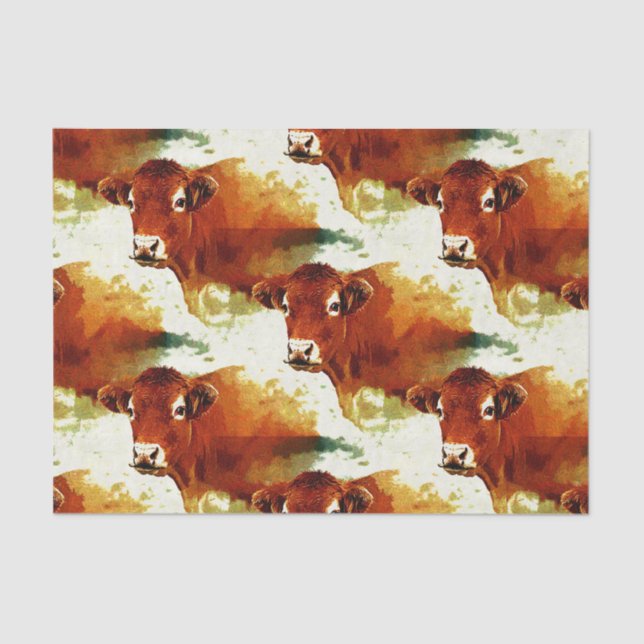 Papel De Seda Pintura roja de la vaca (Anverso)