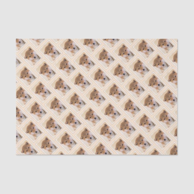 Papel De Seda Pintura (roja) de Shiba Inu - arte original del (Anverso)