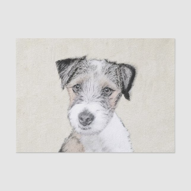 Papel De Seda Pintura Rusell Terrier - Arte Perro Original (Anverso)