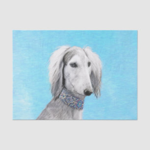 Papel De Seda Pintura Saluki (plateada) - Arte Perro Original.