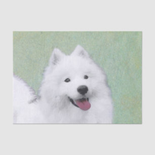 Papel De Seda Pintura Samoyed - Arte Perro Original Cuto