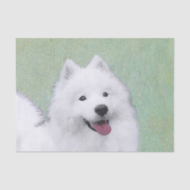 Papel De Seda Pintura Samoyed - Arte Perro Original Cuto (Anverso)