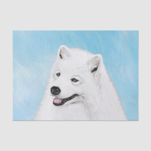 Papel De Seda Pintura Samoyed - Arte Perro Original Cuto