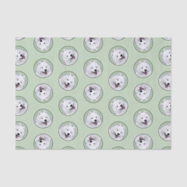 Papel De Seda Pintura Samoyed Blanco Cute Original Mascota Perro (Anverso)